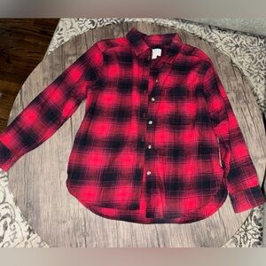 American Eagle Ahh-mazingly Soft Boyfriend Fit Red & Black Plaid Long Sleeve L